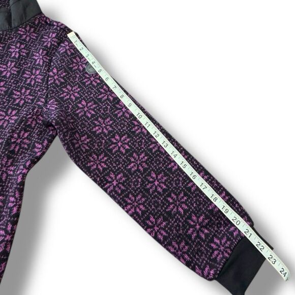 Talbot’s Geo Snowflake Cozy Woven Trim Jacket Purple Black Full Zip Women’s Sz M - Picture 7 of 12